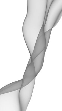 Soyut gri dalga. Raster hava desteği. Beyaz arka planda parlak gri kurdele. Gri eşarp. Soyut gri duman. 3B illüstrasyon