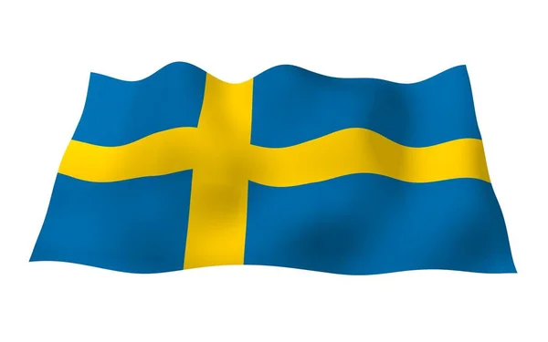 Flag Sweden Official State Symbol Kingdom Sweden Blue Field Yellow — Stock Photo, Image