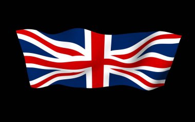 Büyük Britanya bayrağını sallıyor. İngiliz bayrağı. Büyük Britanya ve Kuzey İrlanda Birleşik Krallığı. Birleşik Krallık 'ın sembolü. 3B illüstrasyon