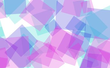 Beyaz arka plan üzerinde çok renkli yarı saydam kareler. Pembe tonları. 3d illüstrasyon