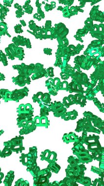 Beyaz arka planda dijital para birimi sembolü Bitcoin. Bitcoin düşüşü. Sanal ekranda kripto para birimi grafiği. İş, finans ve teknoloji kavramı. 3B illüstrasyon