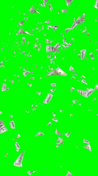 Banconote Dollari Volanti Isolate Chromakey Soldi Volano Aria 100 Banconote — Foto Stock