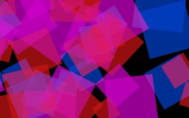 Koyu arka plan üzerinde çok renkli yarı saydam kareler. Pembe tonları. 3d illüstrasyon