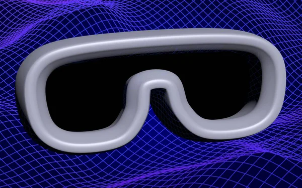Ilustração Máscara Realidade Virtual Fundo Grade Azul Abstrato Conceito Tecnologia — Fotografia de Stock