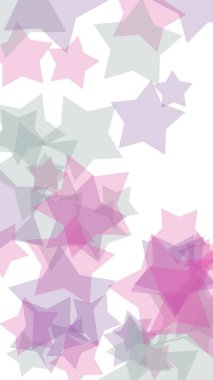 Beyaz arka plan üzerinde çok renkli yarı saydam yıldızlar. Pembe tonları. 3d illüstrasyon