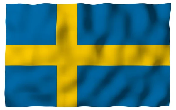 Flag Sweden Official State Symbol Kingdom Sweden Blue Field Yellow — Stock Photo, Image