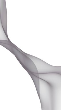 Soyut dalga. Eşarp. Beyaz arka planda parlak kurdele. Soyut duman. Raster hava desteği. Dikey görüntü yönlendirmesi. 3B illüstrasyon