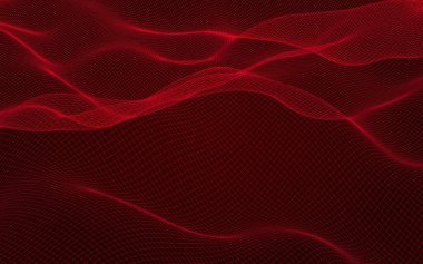 Kırmızı arka planda soyut manzara. Siber uzay şebekesi. merhaba teknoloji ağı. 3d illüstrasyon