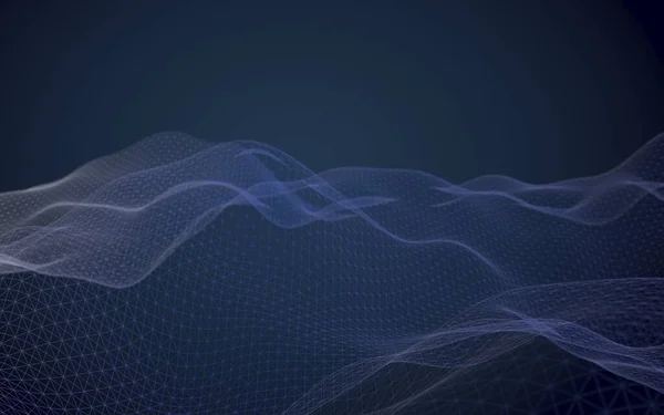 青い背景の抽象的な風景 サイバースペース グリッド ハイテクネットワークだ 3D技術のイラストです 3Dイラスト — ストック写真
