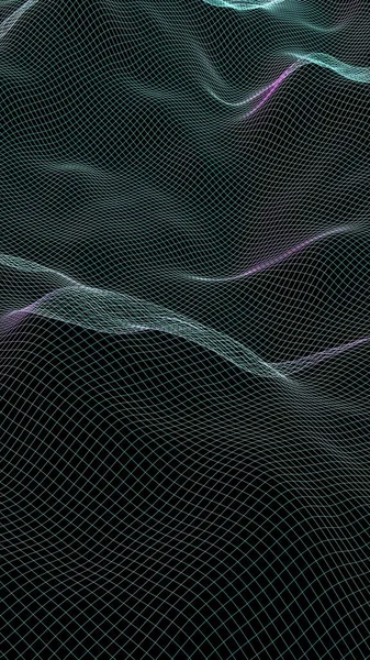 Fundo Paisagístico Abstrato Rede Verde Ciberespaço Rede Tecnologia Ilustração — Fotografia de Stock