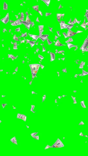 Flying Dollars Banknotes Isolated Chromakey Money Flying Air 100 Banknotes — Stock Photo, Image