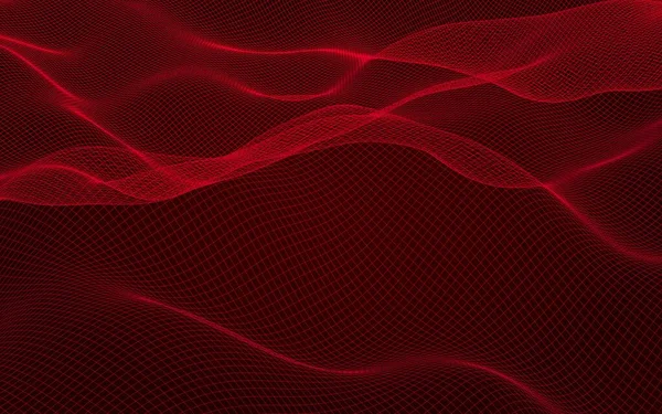 Abstrakte Landschaft Auf Rotem Hintergrund Cyberspace Gitter Hallo Tech Netzwerk — Stockfoto