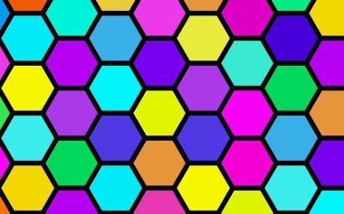 Petek çok renkli, çok renkli. Biyometrik geometri. 3d illüstrasyon