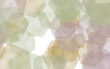 Beyaz arka plan üzerinde çok renkli yarı saydam altıgenler. Sarı tonları. 3d illüstrasyon