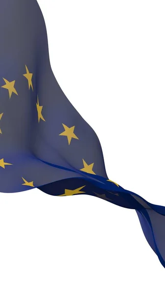 Licht Zwaaiende Vlag Van Europese Unie Geïsoleerd Witte Achtergrond Weergave — Stockfoto