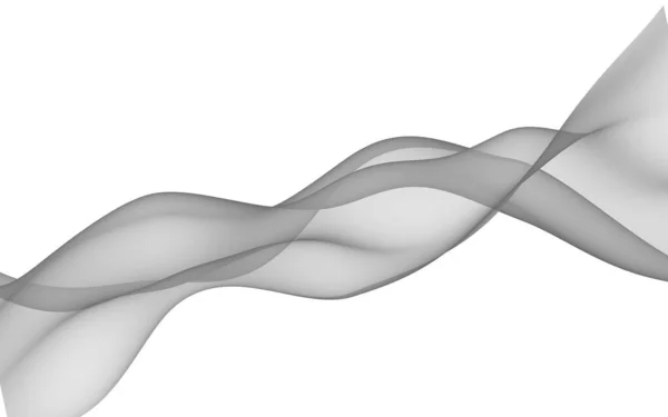 抽象的な灰色の波 ラスターの空気の背景 白い背景に明るいグレーのリボン グレーのスカーフ 抽象的な灰色の煙 3Dイラスト — ストック写真