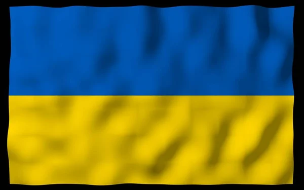 黑暗背景上的乌克兰国旗 国旗和国旗 蓝色和黄色双色 插图挥舞旗帜 — 图库照片