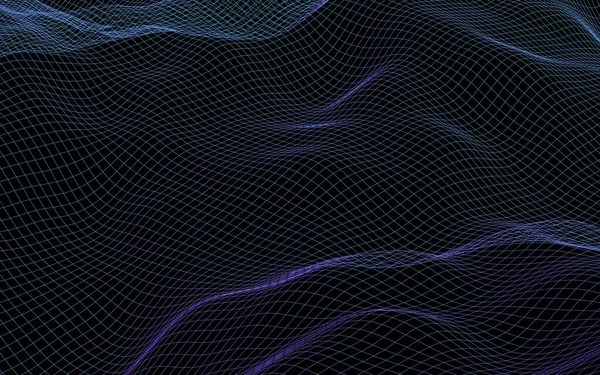 Abstract Landscape Dark Background Cyberspace Navy Blue Grid Tech Network — Stock Photo, Image