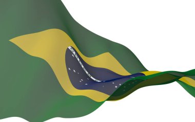 Brezilya bayrağı sallayarak. Ordem e Progresso. Sipariş ve ilerleme. Rio de Janeiro. Güney Amerika. Devlet sembolü. 3D çizim