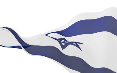 İsrail bayrağı. İsrail Devleti 'nin devlet sembolü. Beyaz bir alanda iki yatay mavi çizgi arasında mavi bir Davut Yıldızı. 3d illüstrasyon