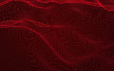 Kırmızı arka planda soyut manzara. Siber uzay şebekesi. merhaba teknoloji ağı. 3d illüstrasyon
