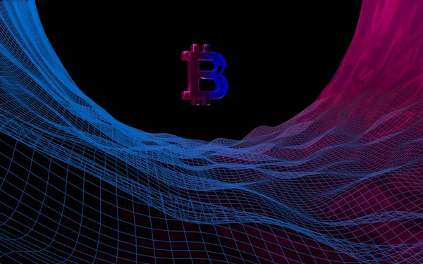Цифровой Валютный Символ Bitcoin Абстрактном Темном Фоне Рост Криптовалютного Рынка — стоковое фото