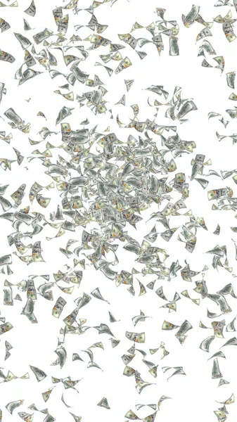 Flying Dollars Banknotes Isolated White Background Money Flying Air 100 — Stock Photo, Image