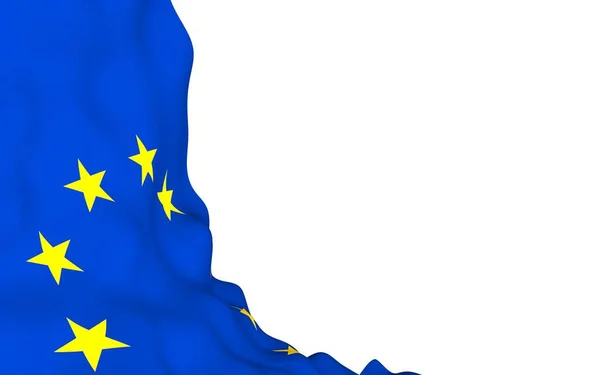 Mírně Vlnící Vlajka Evropské Unie Izolovaná Bílém Pozadí Vykreslování Symbol — Stock fotografie