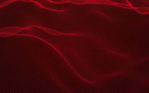 Abstract Landscape Red Background Cyberspace Grid Tech Network Illustration — Stock Photo, Image