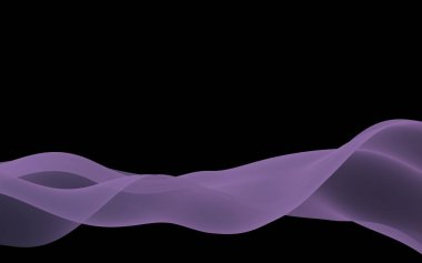 Soyut mor dalga. Raster hava arka planı. Koyu arka planda parlak gri şerit. Gri atkı. Soyut gri duman. 3d illüstrasyon