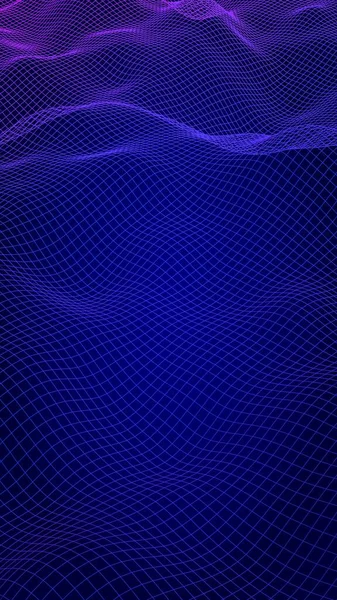 Abstract Landscape Blue Background Cyberspace Grid Tech Network Illustration Vertical — Stock Photo, Image