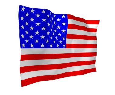 Amerika Birleşik Devletleri bayrağı sallıyor. Yıldızlar ve Çizgiler. ABD 'nin devlet sembolü. 3B illüstrasyon
