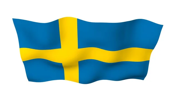 Flaga Szwecji Oficjalny Symbol Państwa Królestwa Szwecji Niebieskie Pole Żółtym — Zdjęcie stockowe