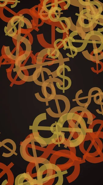 Різнокольорові Прозорі Знаки Долара Темному Тлі Помаранчеві Тони Ілюстрація — стокове фото