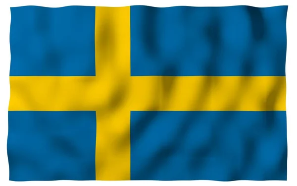 Bandiera Sweden Simbolo Ufficiale Del Regno Svezia Campo Blu Con — Foto Stock