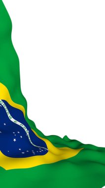 Brezilya bayrağı sallayarak. Ordem e Progresso. Sipariş ve ilerleme. Rio de Janeiro. Güney Amerika. Devlet sembolü. 3D çizim