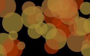 Koyu bir arka plan üzerinde çok renkli yarı saydam daireler. Sarı tonları. 3d illüstrasyon