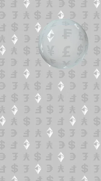 Ethereum Classic Currency Gray Background Digital Crypto Symbol Currency Bubble — Stock Photo, Image