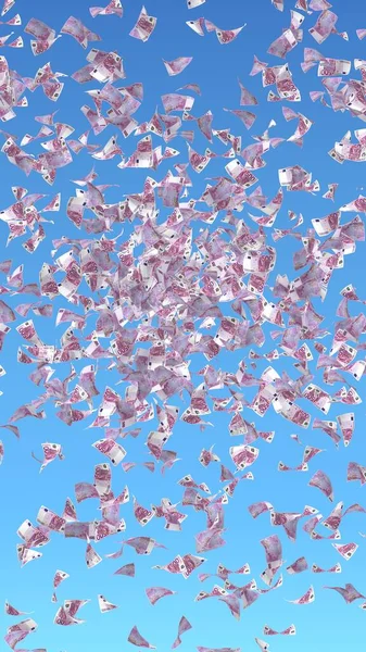 Billets Euros Volants Sur Fond Ciel Argent Vole Dans Les — Photo