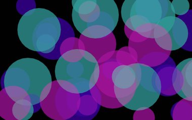 Koyu bir arka plan üzerinde çok renkli yarı saydam daireler. Pembe tonları. 3d illüstrasyon