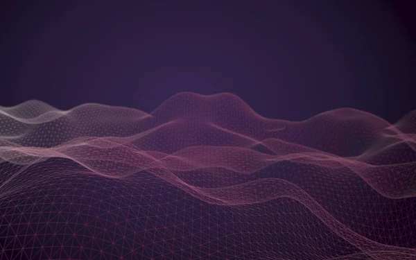 Abstract landscape background. Cyberspace purple grid. hi tech network. 3D illustration