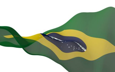 Brezilya bayrağı sallayarak. Ordem e Progresso. Sipariş ve ilerleme. Rio de Janeiro. Güney Amerika. Devlet sembolü. 3D çizim