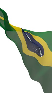 Brezilya bayrağı sallayarak. Ordem e Progresso. Sipariş ve ilerleme. Rio de Janeiro. Güney Amerika. Devlet sembolü. 3D çizim