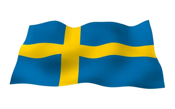 スウェーデンの国旗 スウェーデン王国の公式シンボル 旗の端まで続く黄色のスカンディナヴィア十字の青いフィールド 3Dイラスト — ストック写真