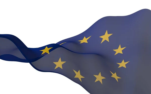 Licht Zwaaiende Vlag Van Europese Unie Geïsoleerd Witte Achtergrond Weergave — Stockfoto