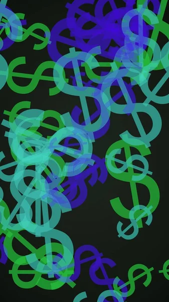 Πολύχρωμα Διαφανή Σύμβολα Δολαρίου Σκούρο Φόντο Πράσινες Αποχρώσεις Εικονογράφηση — Φωτογραφία Αρχείου