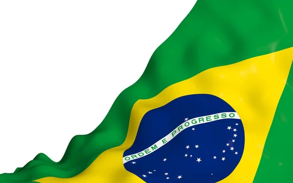 Wapperende Vlag Van Brazilië Ordem Progresso Orde Vooruitgang Rio Janeiro — Stockfoto