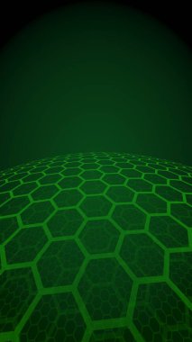 Bal peteklerinin çok katmanlı küresi, koyu arkaplanda sarı, sosyal ağ, bilgisayar ağı, teknoloji, küresel ağ. 3B illüstrasyon