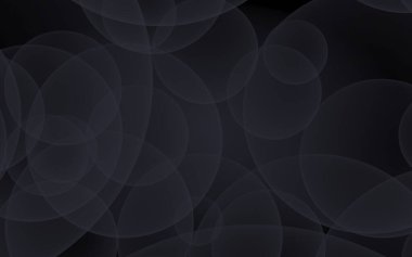 Soyut siyah arkaplan. Koyu şeffaf baloncuklu arkaplan. 3B illüstrasyon