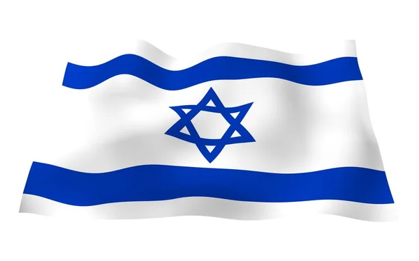 이스라엘의 이스라엘 나라의 들판에서 수평의 파란색 줄무늬 사이에 데이비드의 파란별 — 스톡 사진